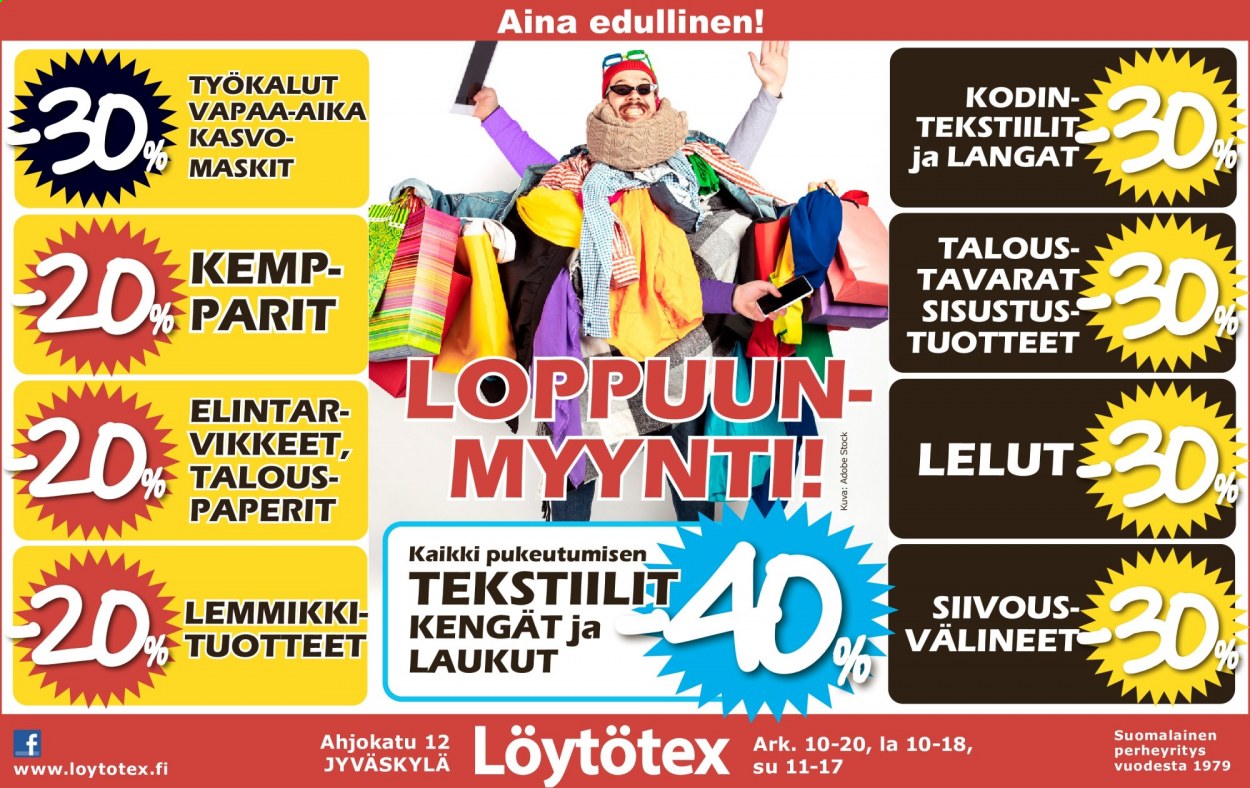 Löytötex tarjoukset. Sivu 1