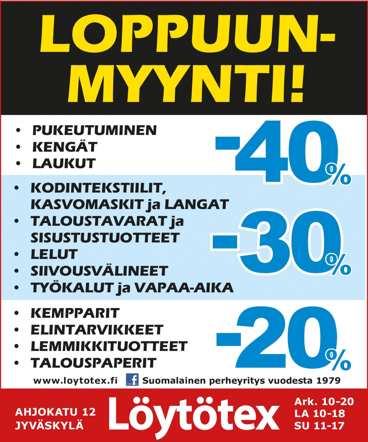 Löytötex tarjoukset. Sivu 1