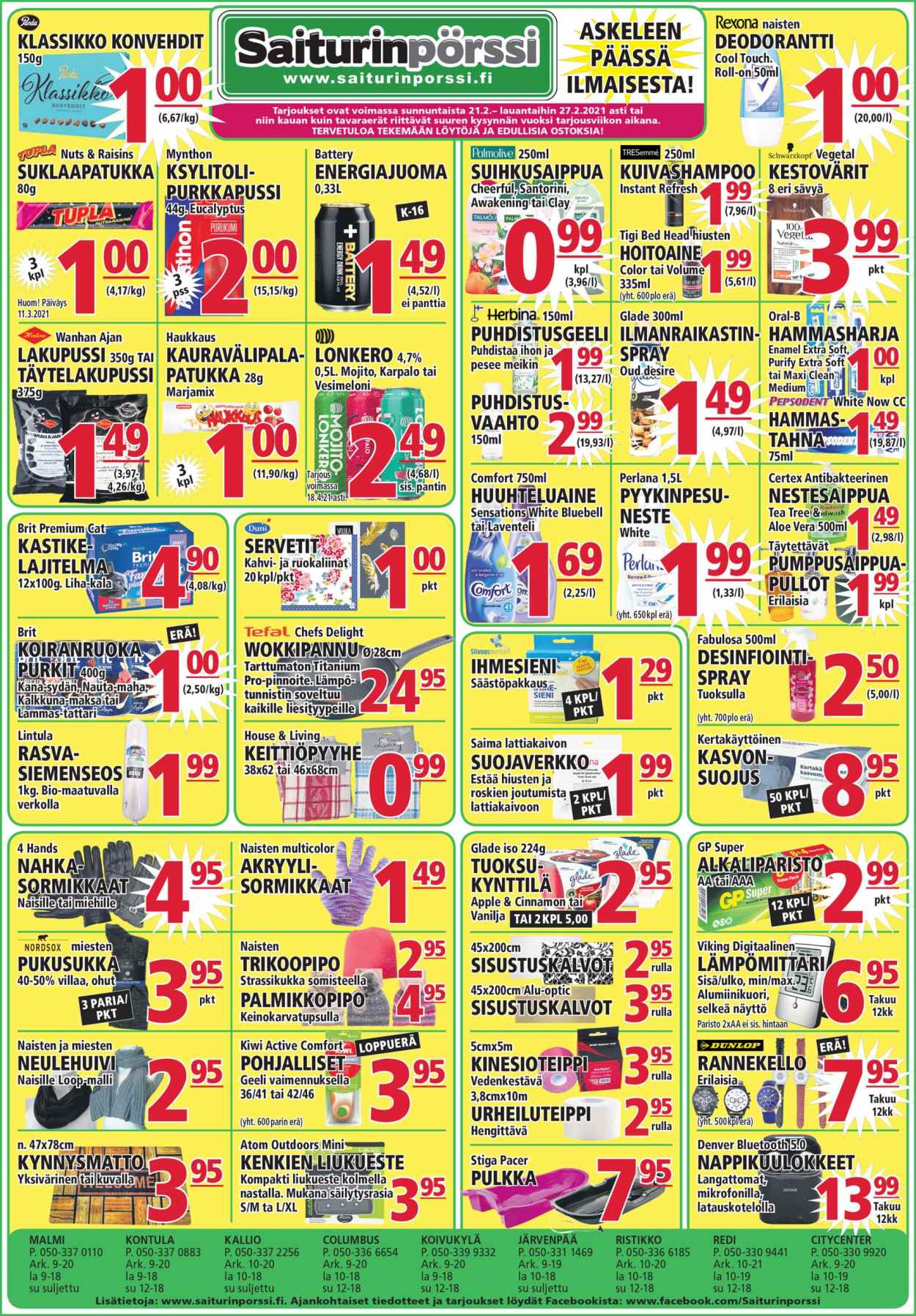 Saiturinpörssi tarjoukset - 21.02.2021 - 27.02.2021. Sivu 1