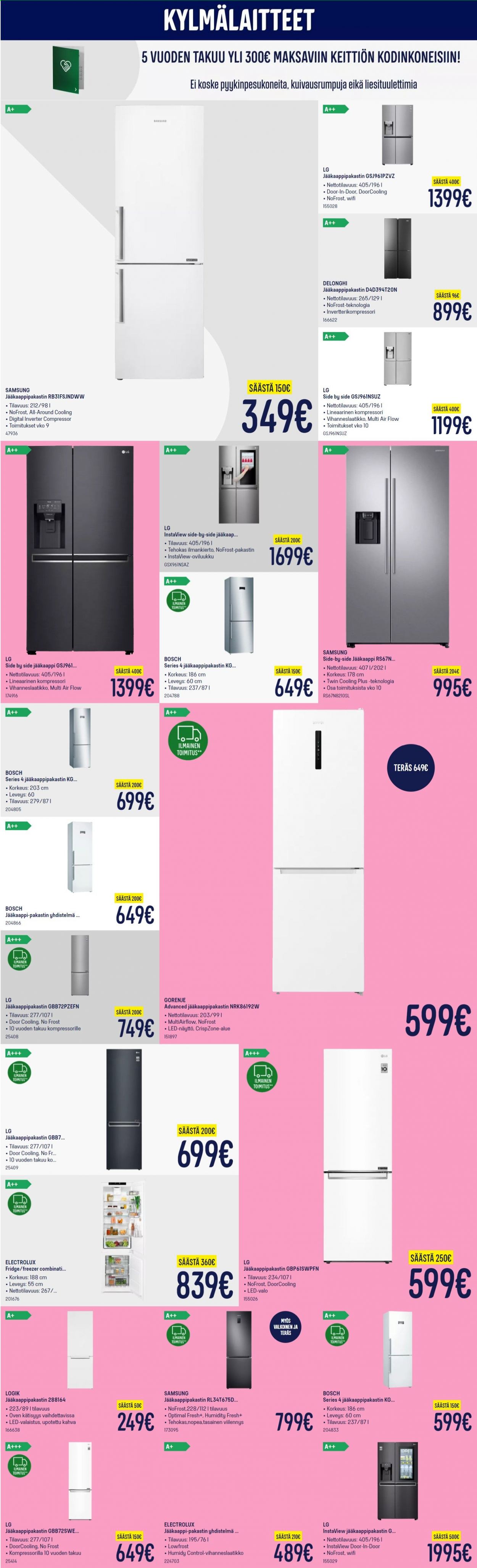thumbnail - Gigantti tarjoukset  - 21.02.2021 - 28.02.2021 - Tarjoustuotteet - LG, Samsung, Bosch, Electrolux, jääkaappi, jääkaappipakastin. Sivu 17.