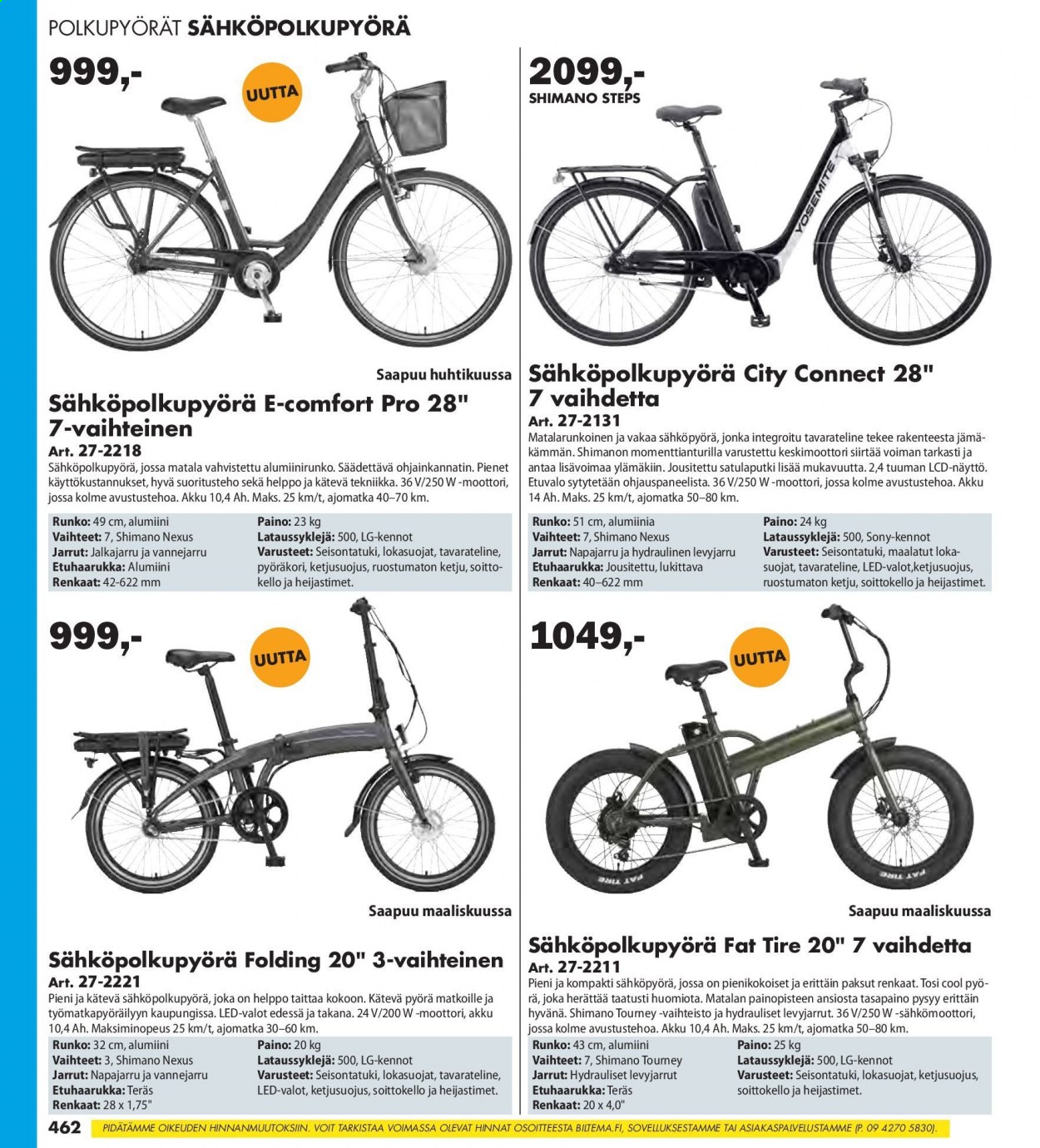 thumbnail - Biltema tarjoukset  - Tarjoustuotteet - LG, Sony, pyörä, Shimano, polkupyörä, renkaat. Sivu 462.
