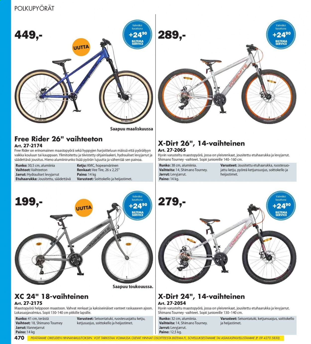 thumbnail - Biltema tarjoukset  - Tarjoustuotteet - maastopyörä, Shimano, polkupyörä. Sivu 470.