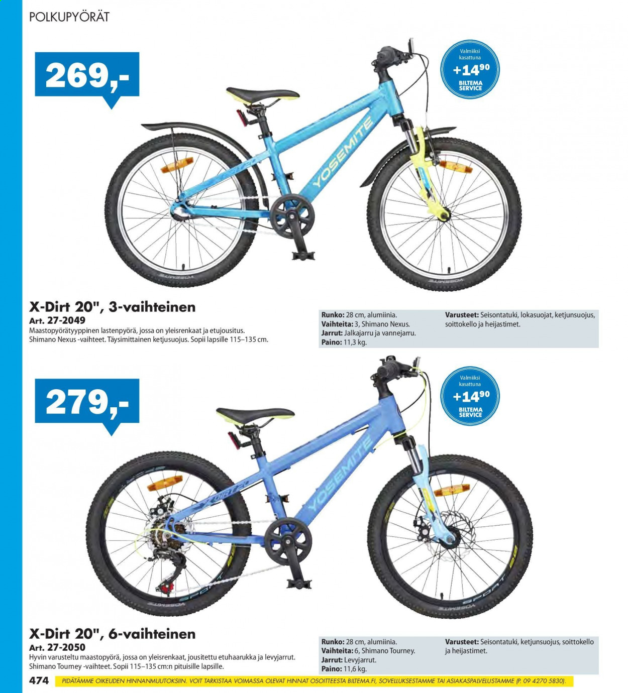 thumbnail - Biltema tarjoukset  - Tarjoustuotteet - maastopyörä, Shimano, polkupyörä. Sivu 474.