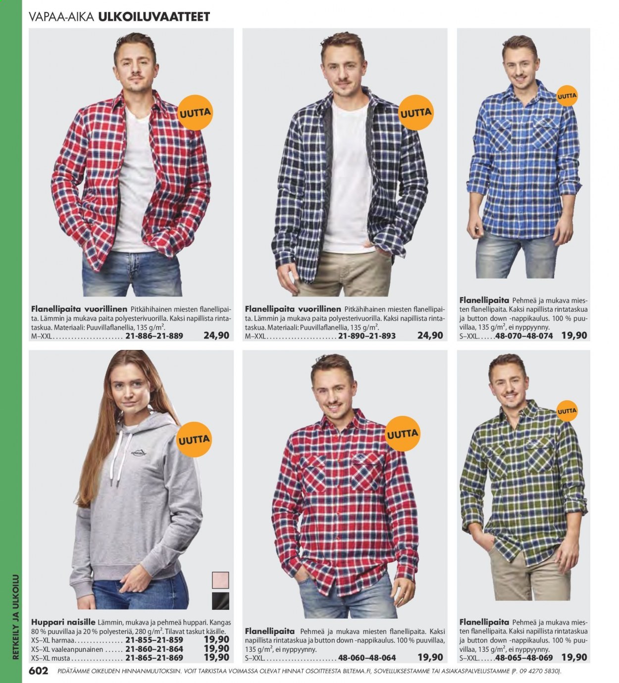 thumbnail - Biltema tarjoukset  - Tarjoustuotteet - paita, flanellipaita, huppari. Sivu 602.