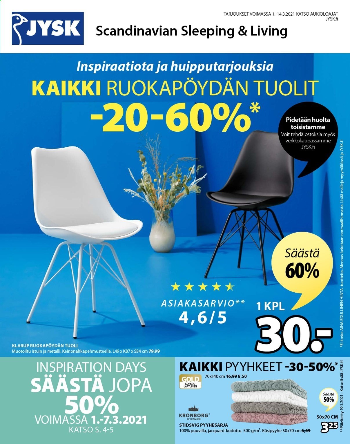 JYSK tarjoukset - 01.03.2021 - 14.03.2021. Sivu 1