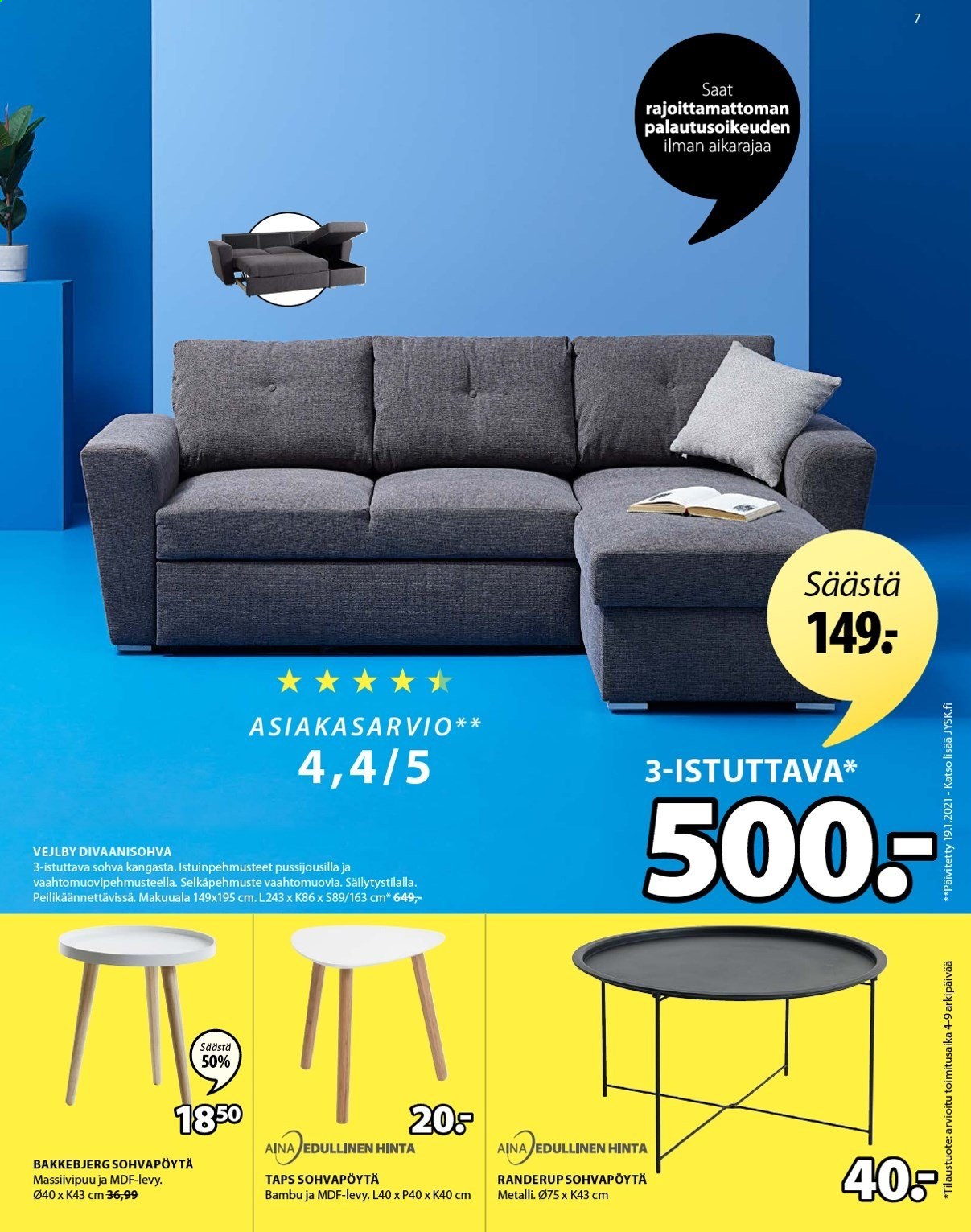 JYSK tarjoukset - 01.03.2021 - 14.03.2021. Sivu 7