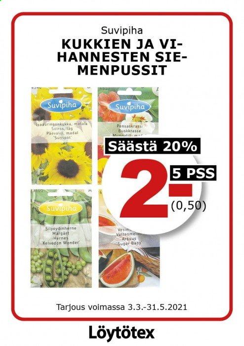 Löytötex tarjoukset - 03.03.2021 - 31.05.2021. Sivu 1