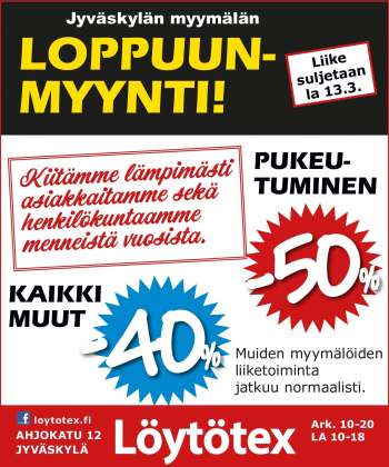 Löytötex tarjoukset  - 10.03.2021 - 13.03.2021.