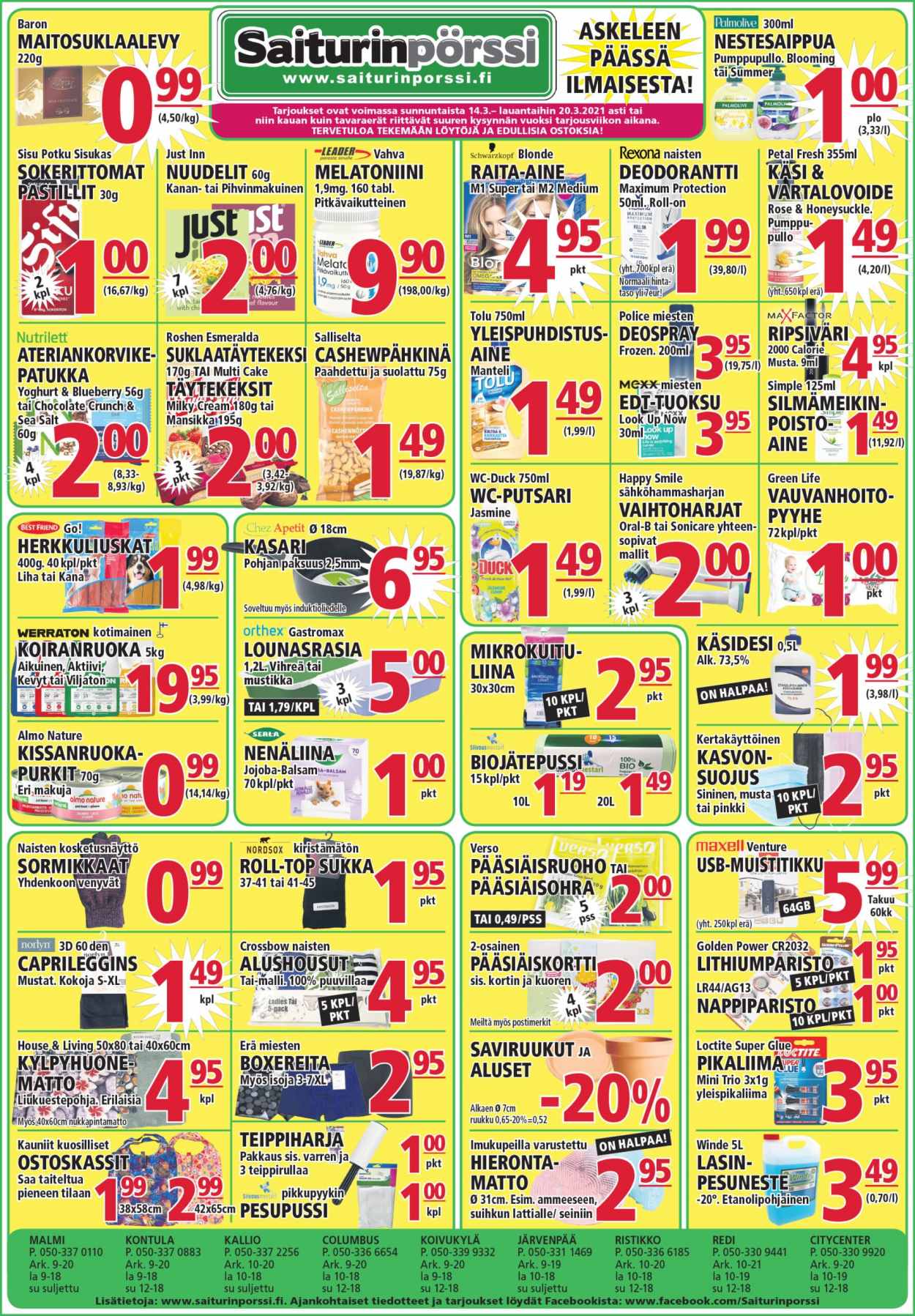 Saiturinpörssi tarjoukset - 14.03.2021 - 20.03.2021. Sivu 1