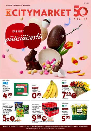 K-citymarket tarjoukset  - 25.03.2021 - 28.03.2021.