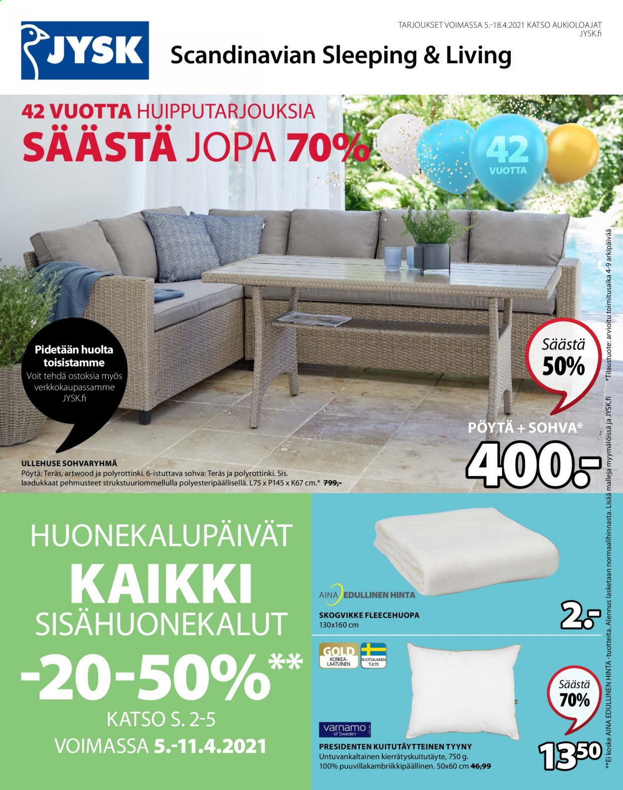 JYSK tarjoukset - 05.04.2021 - 18.04.2021. Sivu 1