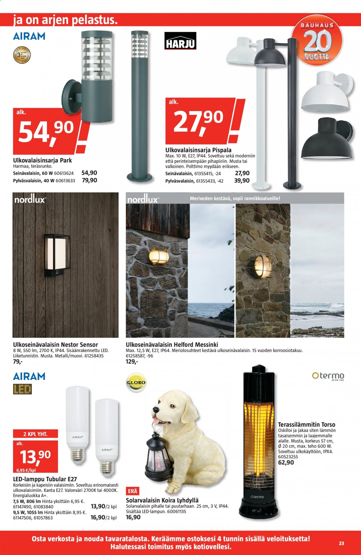 thumbnail - Bauhaus tarjoukset  - 07.04.2021 - 20.04.2021 - Tarjoustuotteet - lamppu, seinävalaisin, ulkoseinävalaisin. Sivu 23.