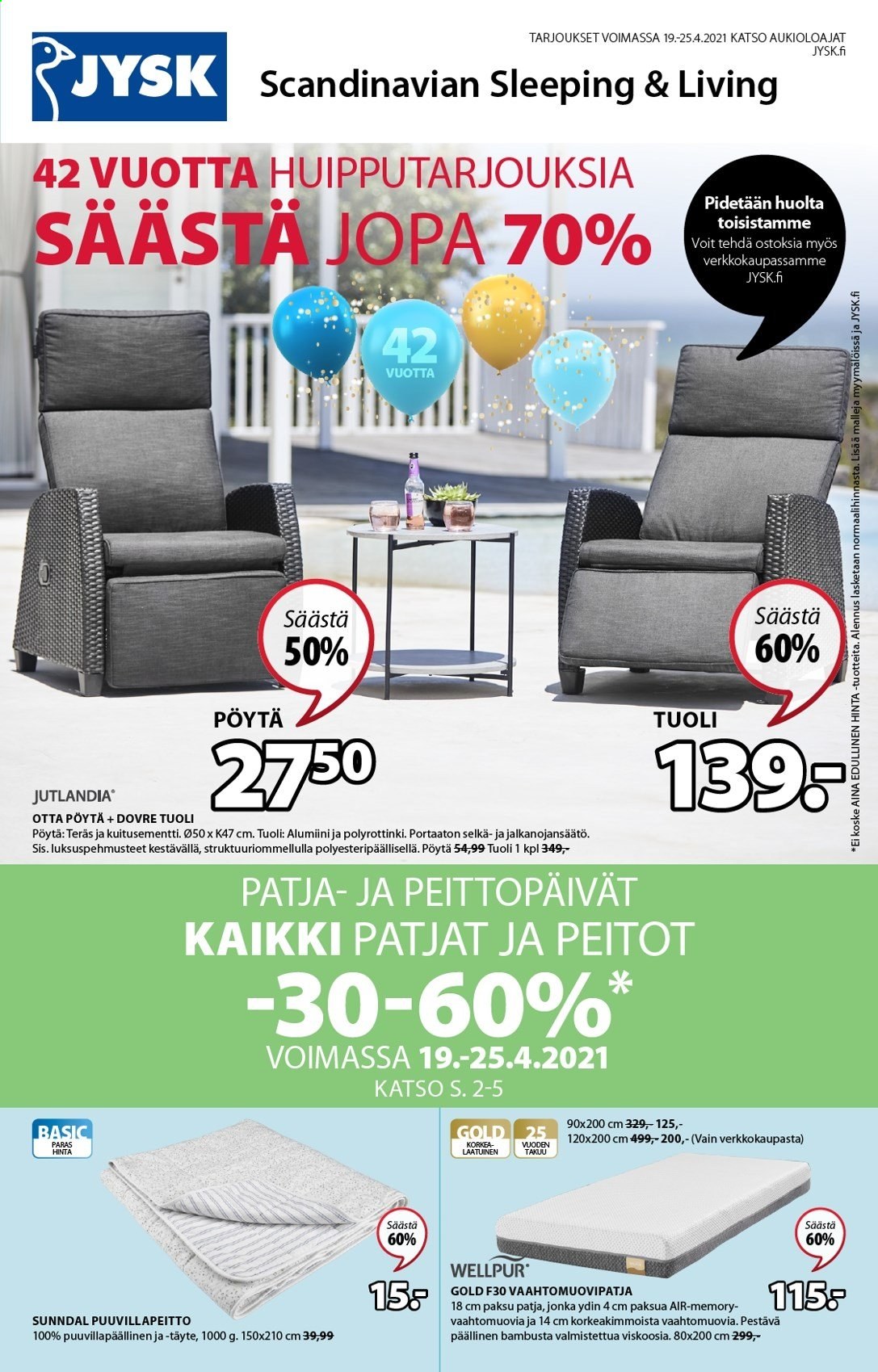 JYSK tarjoukset - 19.04.2021 - 25.04.2021. Sivu 1