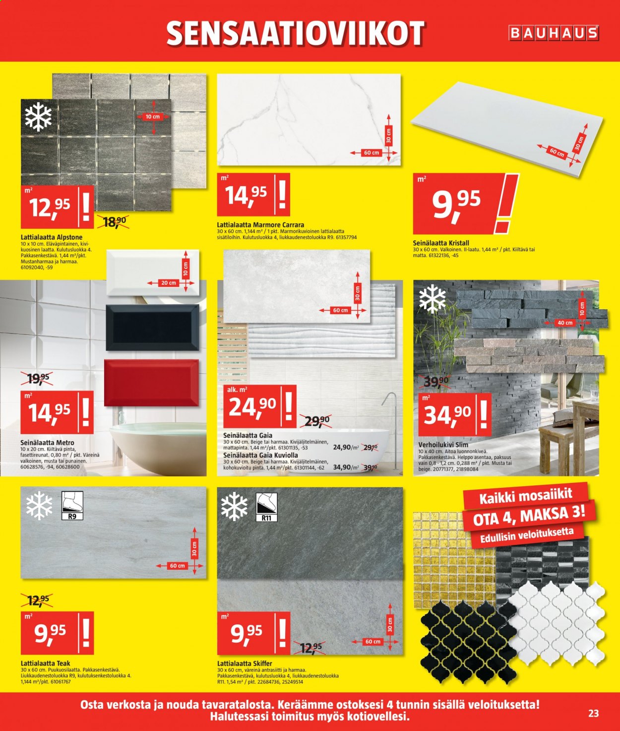 thumbnail - Bauhaus tarjoukset  - 21.04.2021 - 04.05.2021 - Tarjoustuotteet - lattialaatta, seinälaatta. Sivu 23.