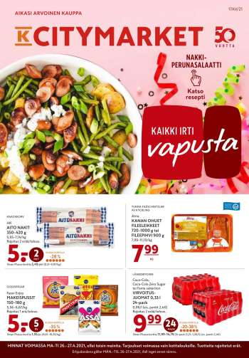 K-citymarket tarjoukset  - 26.04.2021 - 27.04.2021.