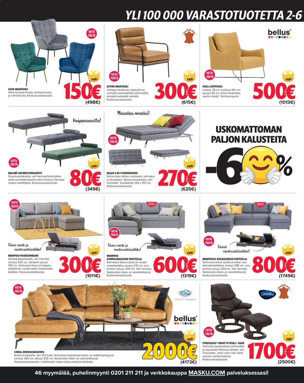 thumbnail - MASKU tarjoukset  - 01.05.2021 - 10.05.2021 - Tarjoustuotteet - kulmasohva, sohva, nojatuoli, lepotuoli, tuoli. Sivu 4.