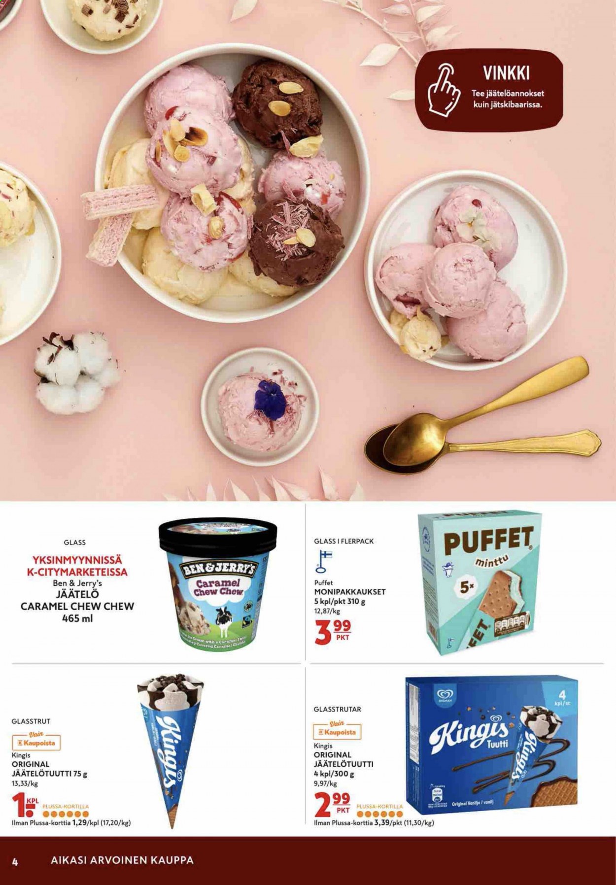 thumbnail - K-citymarket tarjoukset  - 03.05.2021 - 05.05.2021 - Tarjoustuotteet - Ben & Jerry's, jäätelö, vanilja. Sivu 4.
