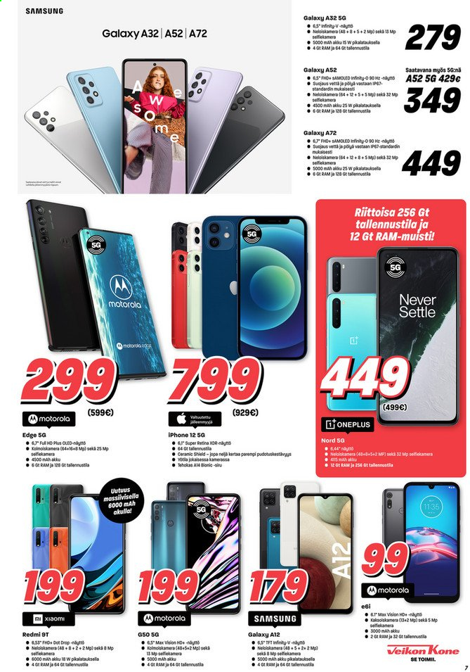 thumbnail - Veikon Kone tarjoukset  - 02.05.2021 - 16.05.2021 - Tarjoustuotteet - Xiaomi, Motorola, Samsung, iPhone, iPhone 12. Sivu 7.