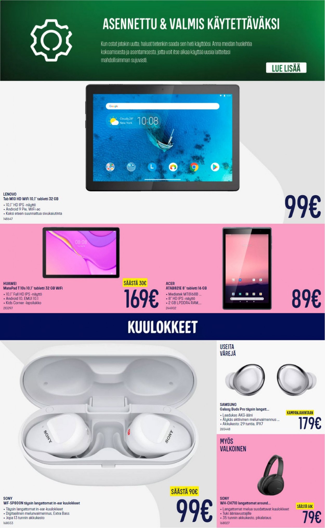 thumbnail - Gigantti tarjoukset  - 03.05.2021 - 09.05.2021 - Tarjoustuotteet - Huawei, Samsung, Sony, Samsung Galaxy, Acer, kuulokkeet. Sivu 33.