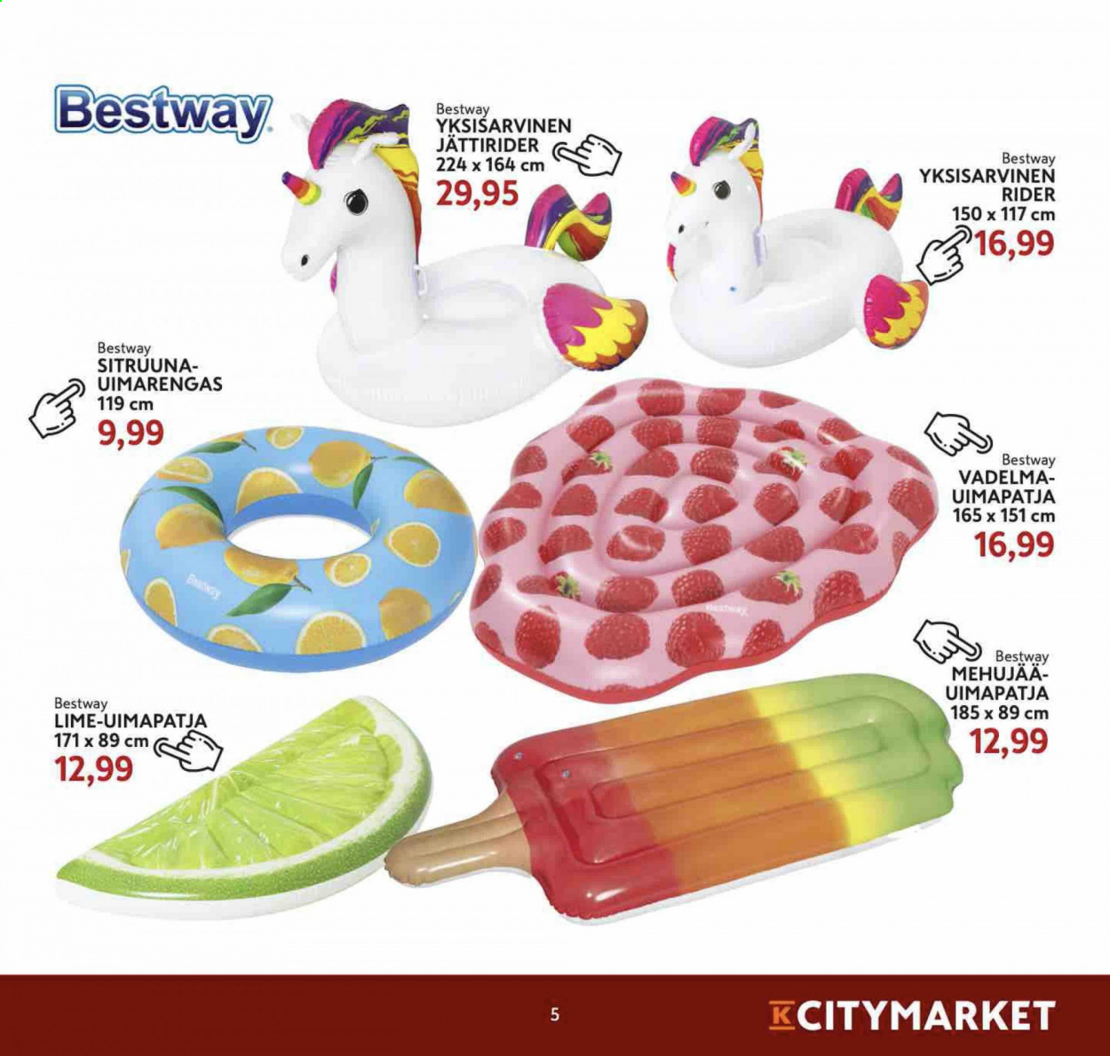 thumbnail - K-citymarket tarjoukset  - 05.05.2021 - 07.07.2021 - Tarjoustuotteet - lime, sitruuna, vadelmat, Bestway. Sivu 5.