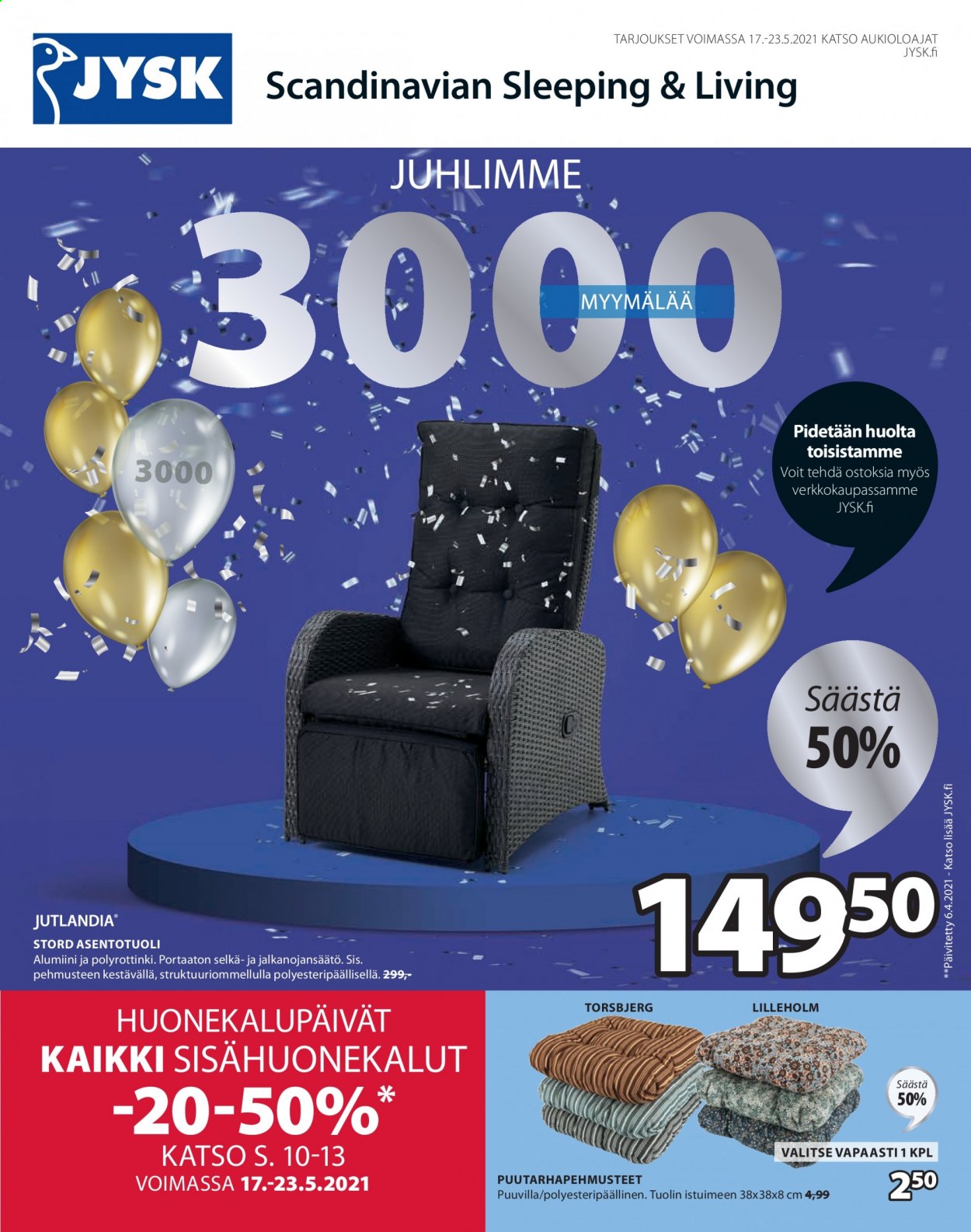 JYSK tarjoukset - 17.05.2021 - 23.05.2021. Sivu 1