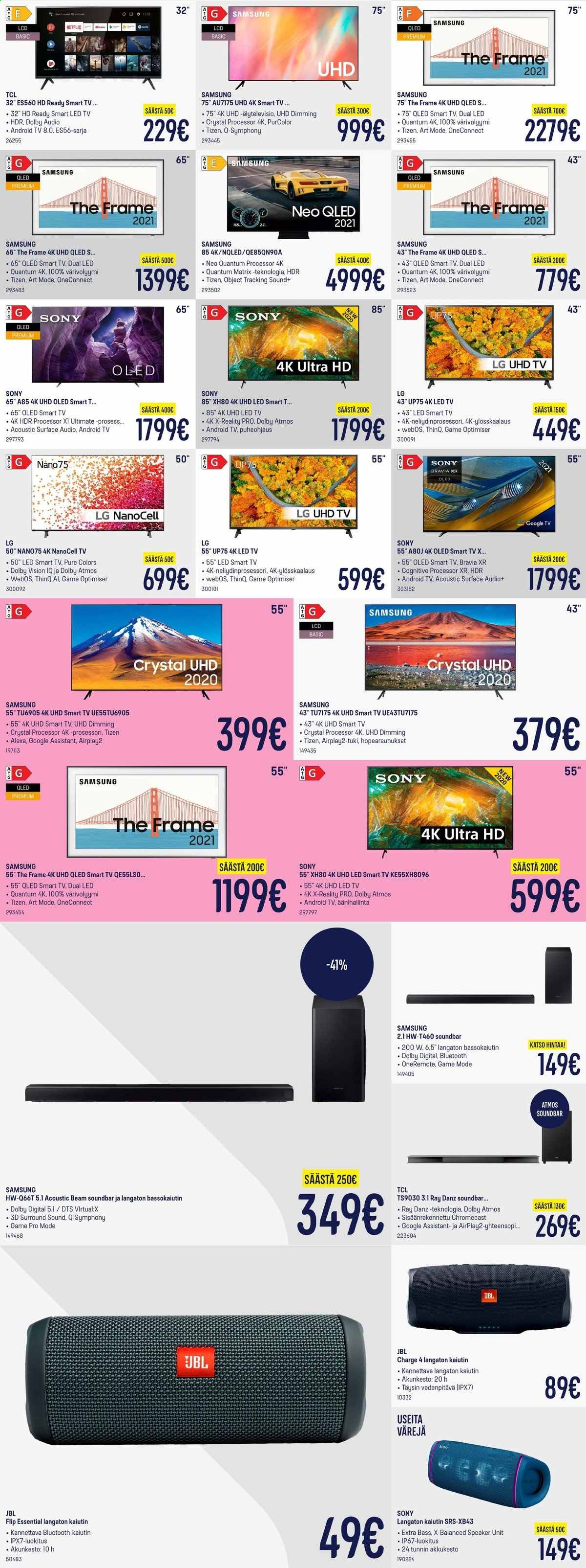 thumbnail - Gigantti tarjoukset  - 17.05.2021 - 23.05.2021 - Tarjoustuotteet - LG, Samsung, Sony, TCL, JBL, Chromecast, Android TV, QLED TV, Smart TV, Ultra HD, kaiutin, pure. Sivu 14.