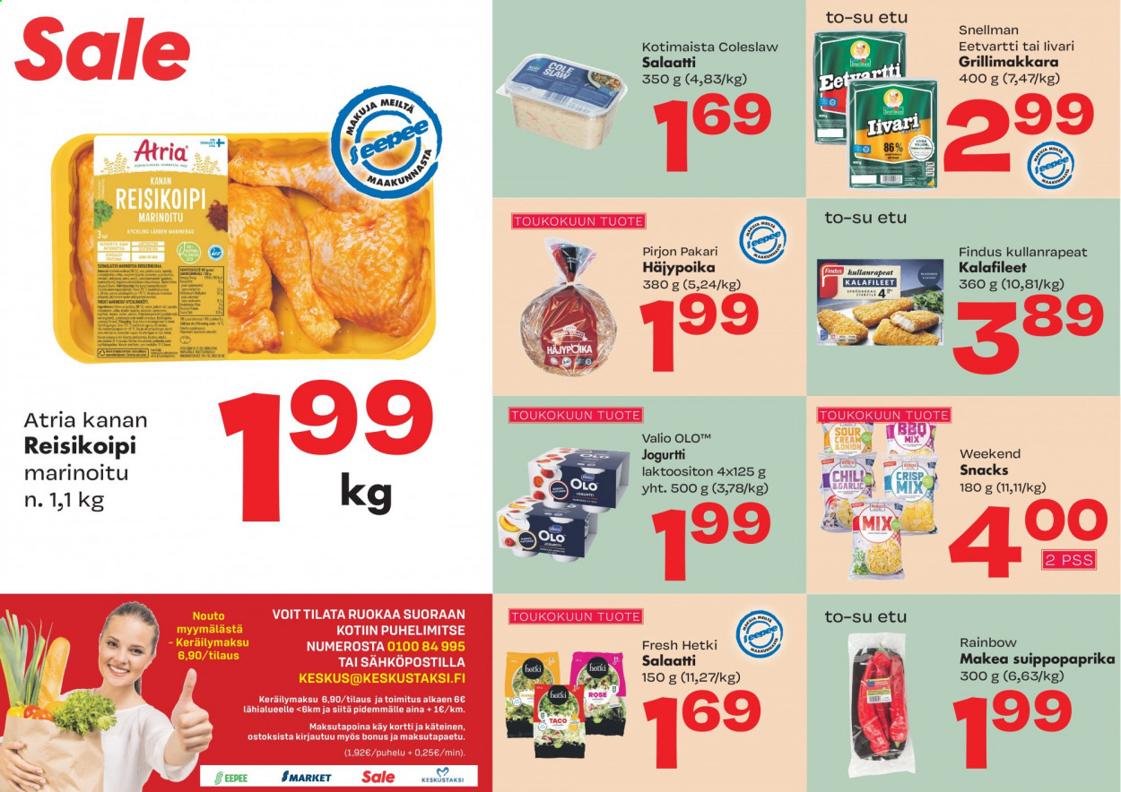 thumbnail - Sale tarjoukset  - 20.05.2021 - 23.05.2021 - Tarjoustuotteet - kanan, Atria, coleslaw, jogurtit. Sivu 1.