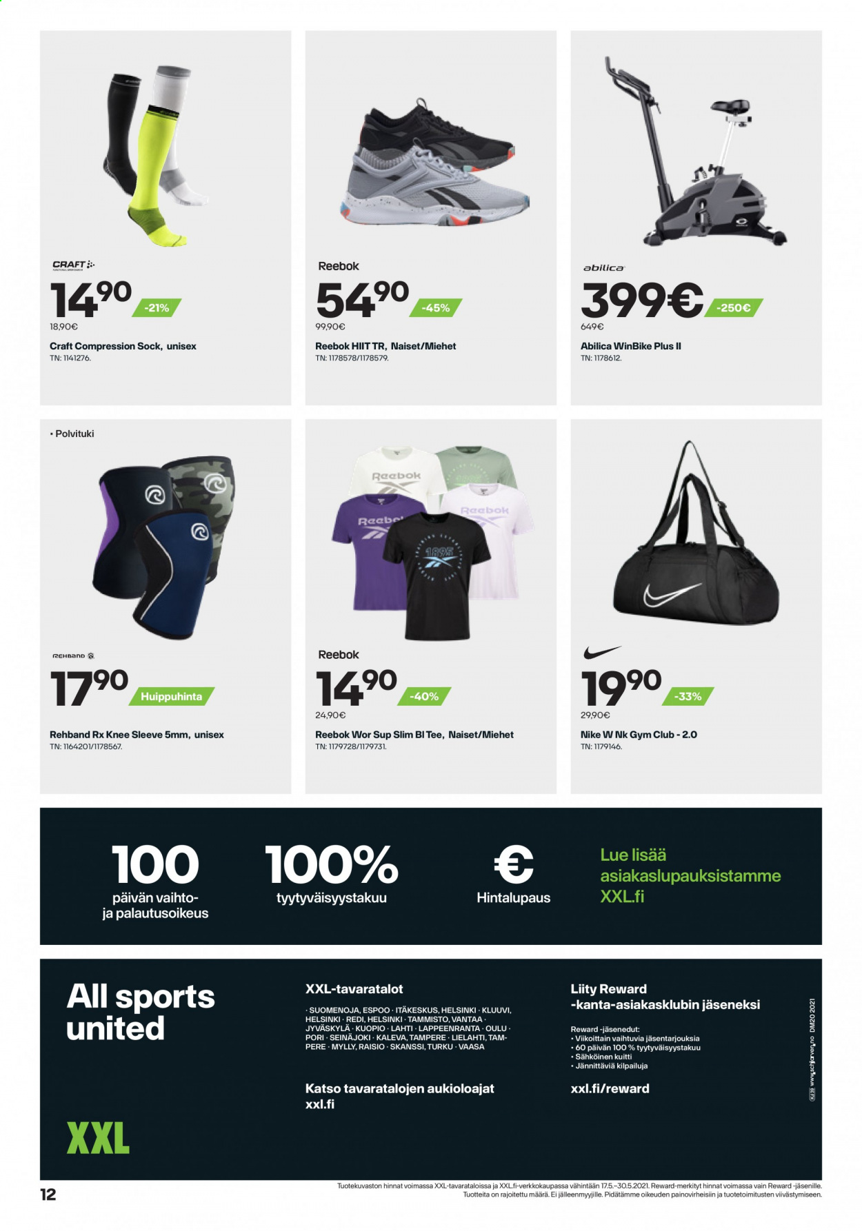 thumbnail - XXL tarjoukset  - 17.05.2021 - 30.05.2021 - Tarjoustuotteet - Nike, Craft. Sivu 12.