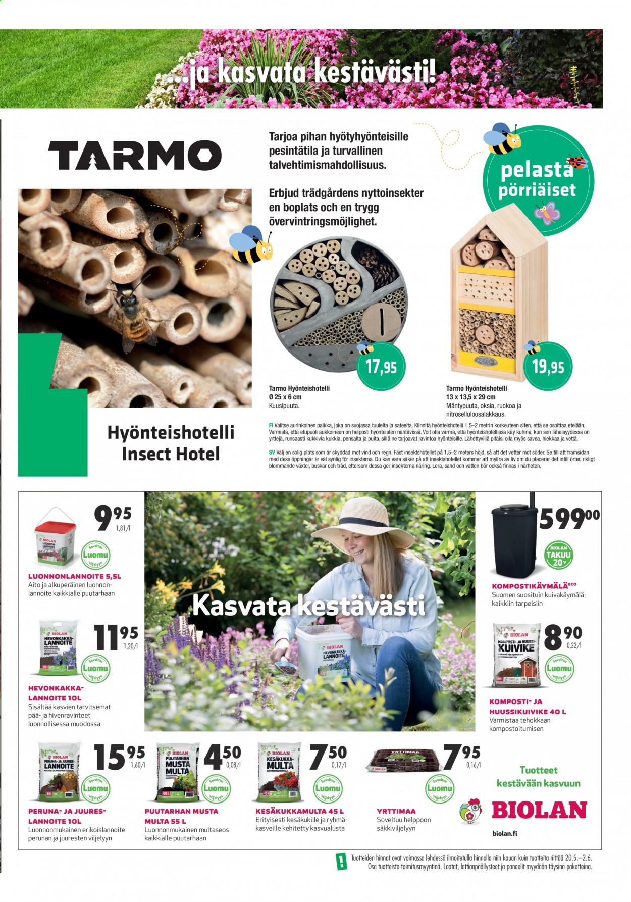 thumbnail - Prisma tarjoukset  - 24.05.2021 - 15.06.2021 - Tarjoustuotteet - perunat, Tarmo, Biolan, huussikuivike, komposti. Sivu 3.