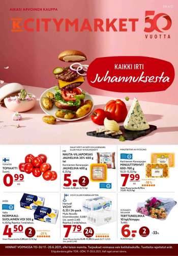 K-citymarket tarjoukset  - 17.06.2021 - 20.06.2021.