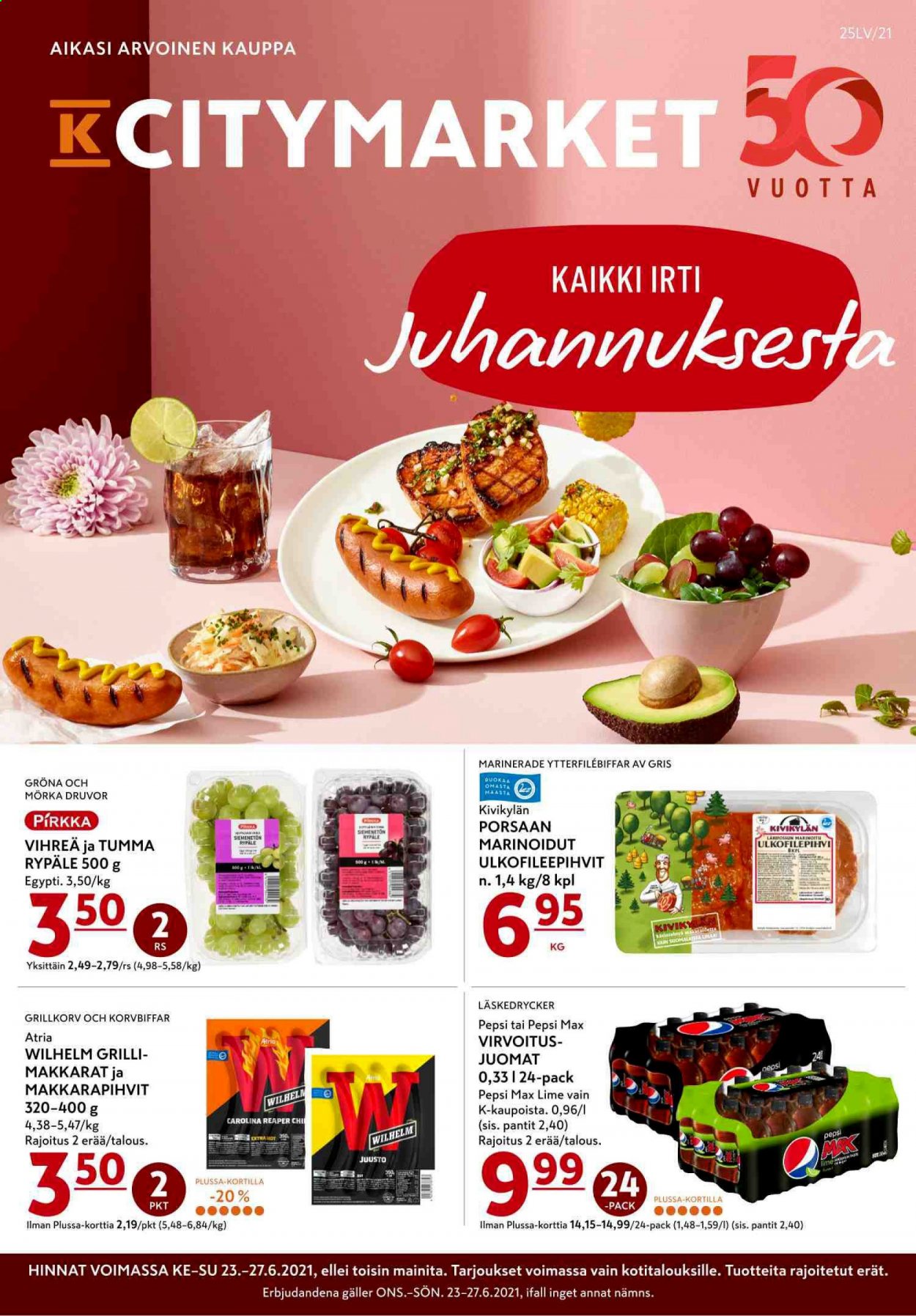 K-citymarket tarjoukset - 23.06.2021 - 27.06.2021. Sivu 1
