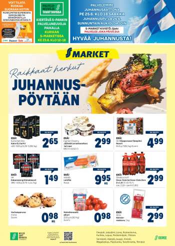 S-market tarjoukset  - 23.06.2021 - 27.06.2021.