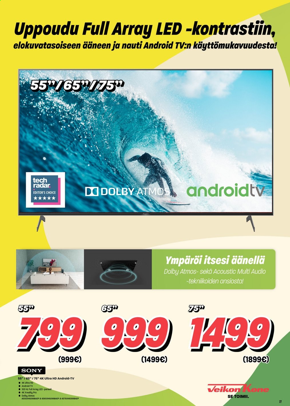 thumbnail - Veikon Kone tarjoukset  - 27.06.2021 - 03.07.2021 - Tarjoustuotteet - Sony, Android TV, TV, Ultra HD. Sivu 11.