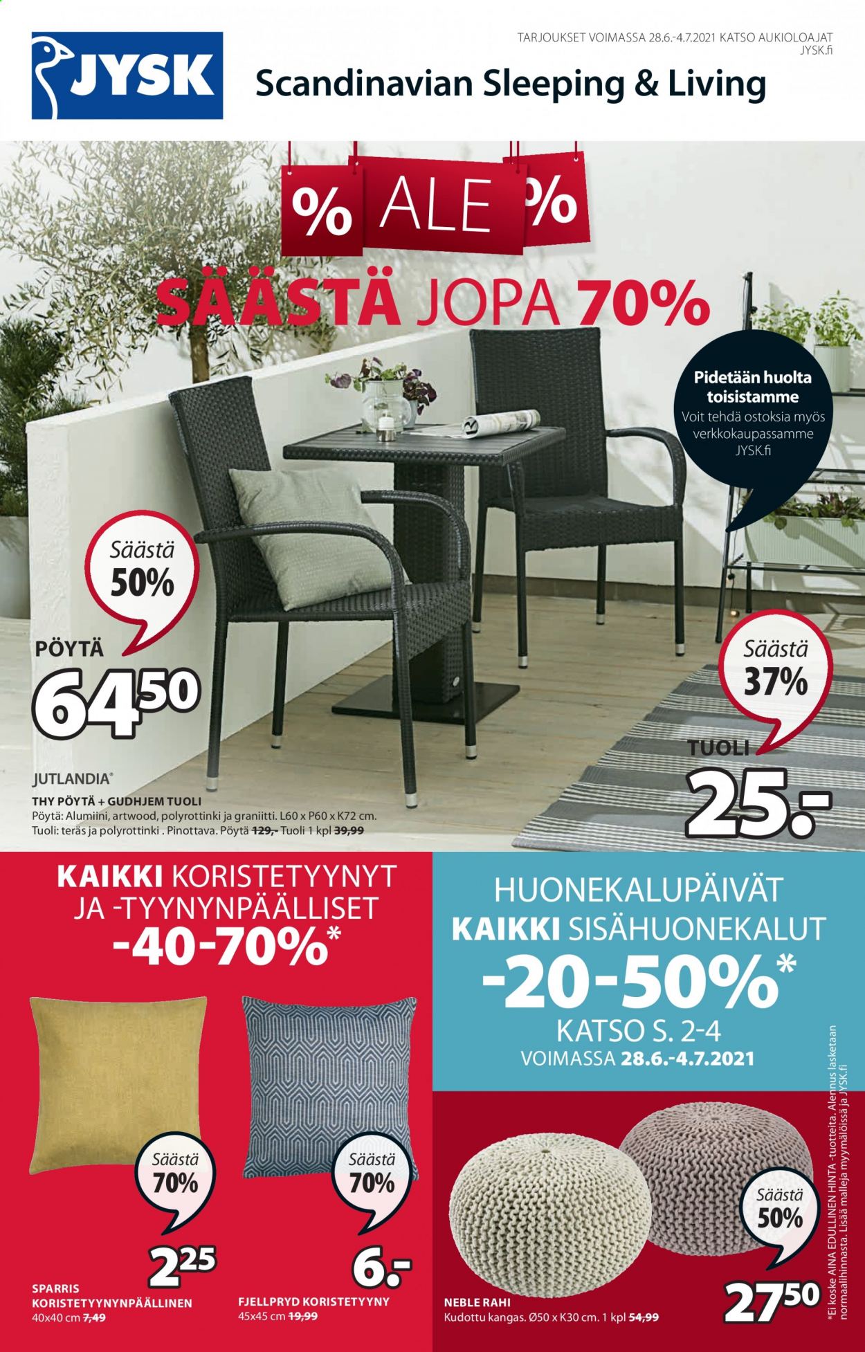 JYSK tarjoukset - 28.06.2021 - 04.07.2021. Sivu 1