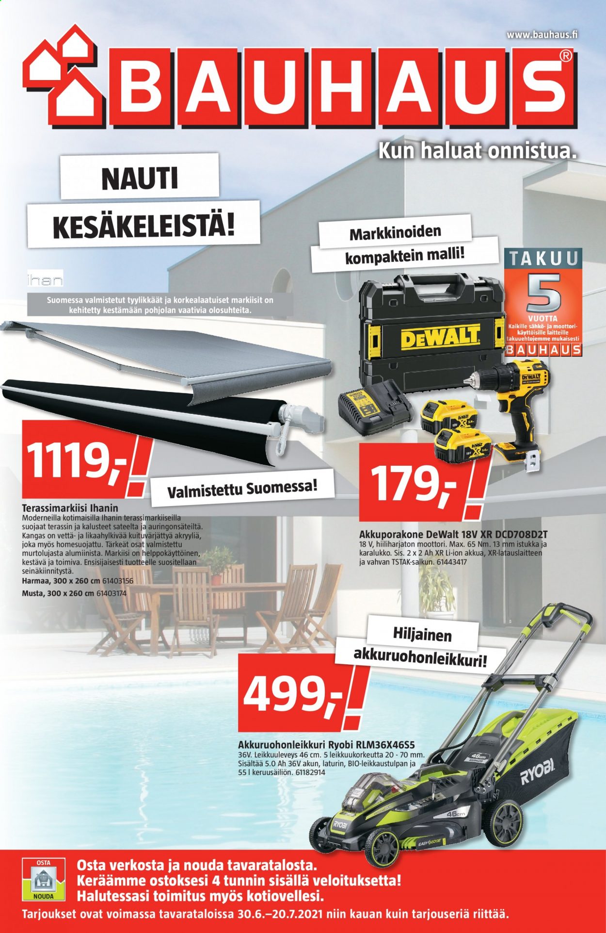 Bauhaus tarjoukset - 30.06.2021 - 20.07.2021. Sivu 1