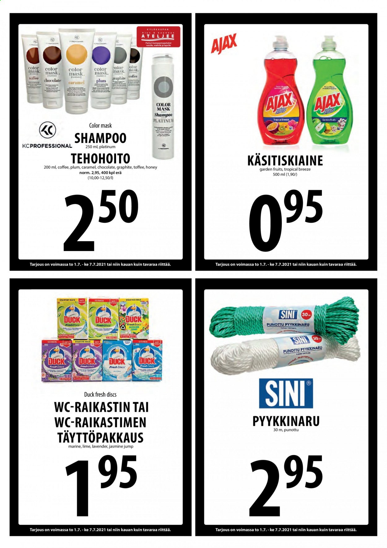 thumbnail - Tuuri tarjoukset  - 01.07.2021 - 07.07.2021 - Tarjoustuotteet - Ajax, shampoo, wc-raikastin. Sivu 24.