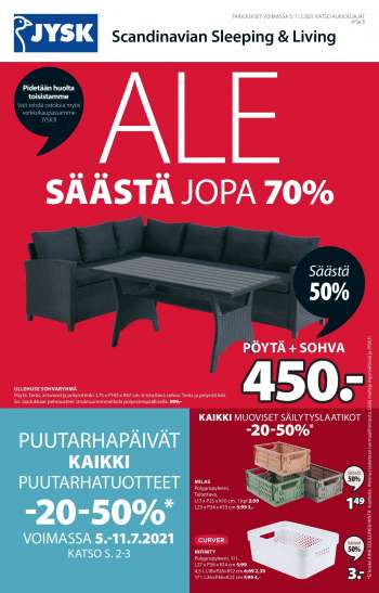 JYSK tarjoukset  - 05.07.2021 - 11.07.2021.