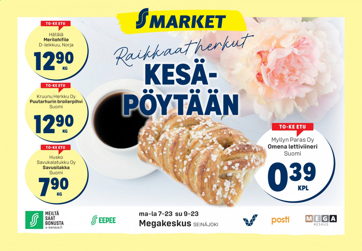 thumbnail - S-market tarjoukset  - 08.07.2021 - 11.07.2021 - Tarjoustuotteet - Myllyn Paras. Sivu 1.