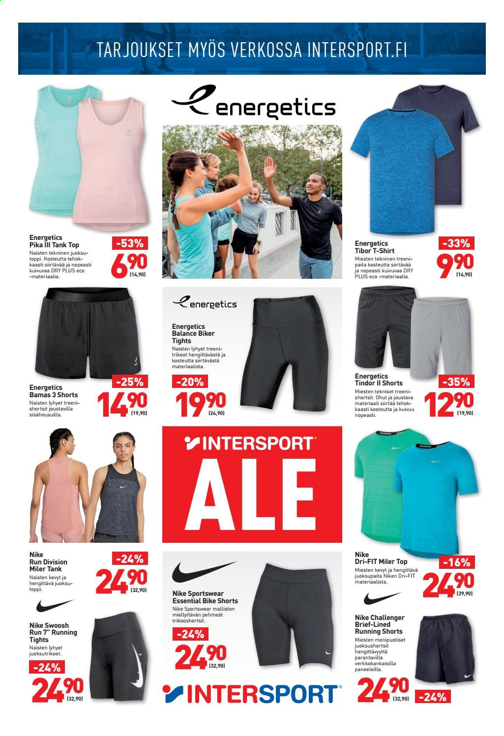 thumbnail - Intersport tarjoukset  - 12.07.2021 - 18.07.2021 - Tarjoustuotteet - Nike, shortsit, juoksupaita, paita, toppi, t-paita, trikoot, trikoopaidat, Energetics. Sivu 3.