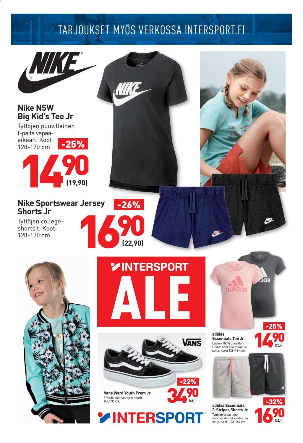 thumbnail - Intersport tarjoukset  - 12.07.2021 - 18.07.2021 - Tarjoustuotteet - Adidas, Vans, Nike, shortsit, t-paita, lasten tennarit. Sivu 7.