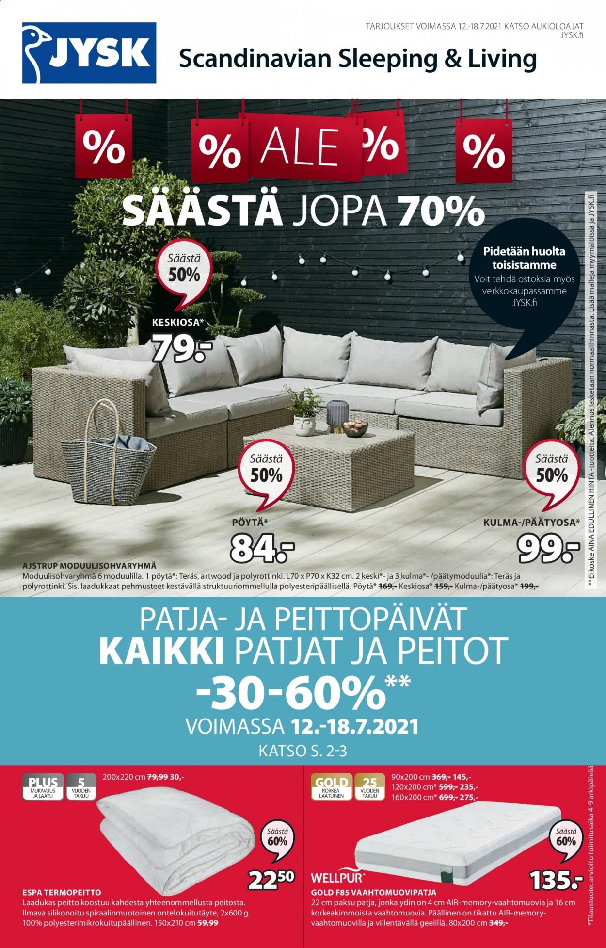 JYSK tarjoukset - 12.07.2021 - 18.07.2021. Sivu 1