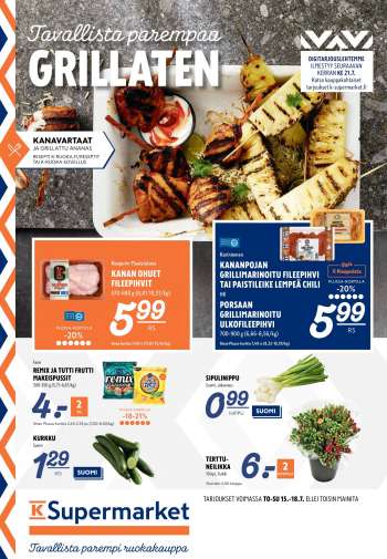 K-Supermarket tarjoukset  - 15.07.2021 - 18.07.2021.