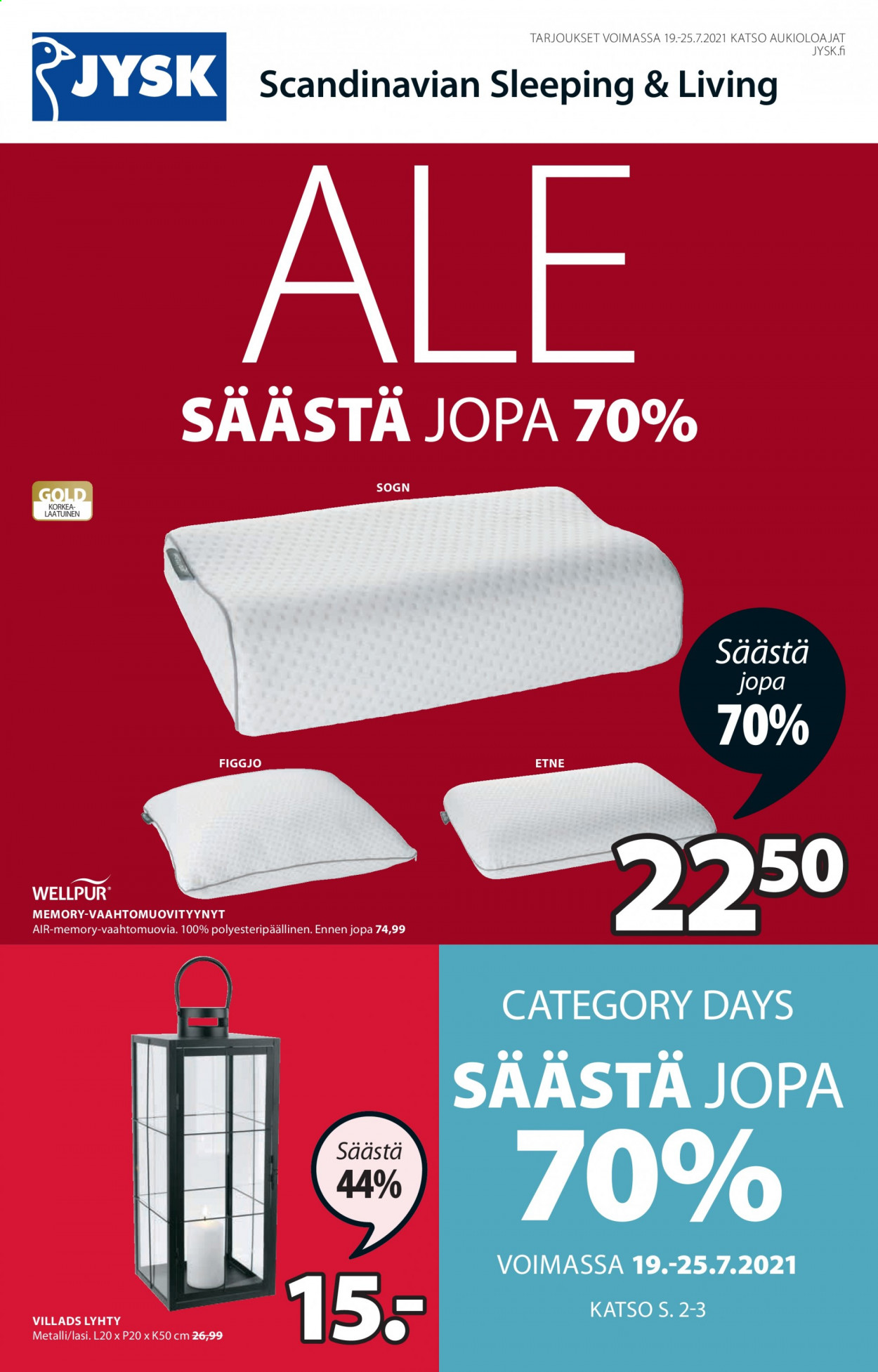 JYSK tarjoukset - 19.07.2021 - 25.07.2021. Sivu 1