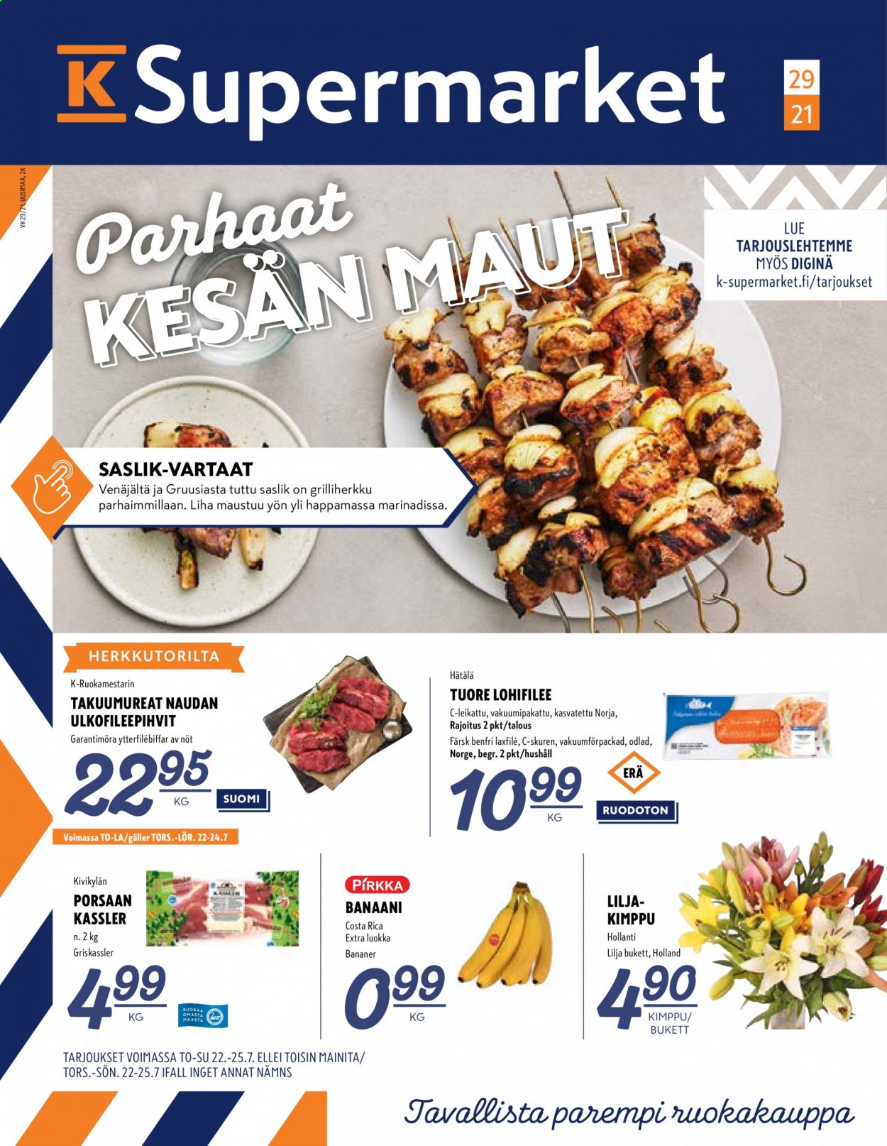 K-Supermarket tarjoukset - 22.07.2021 - 25.07.2021. Sivu 1