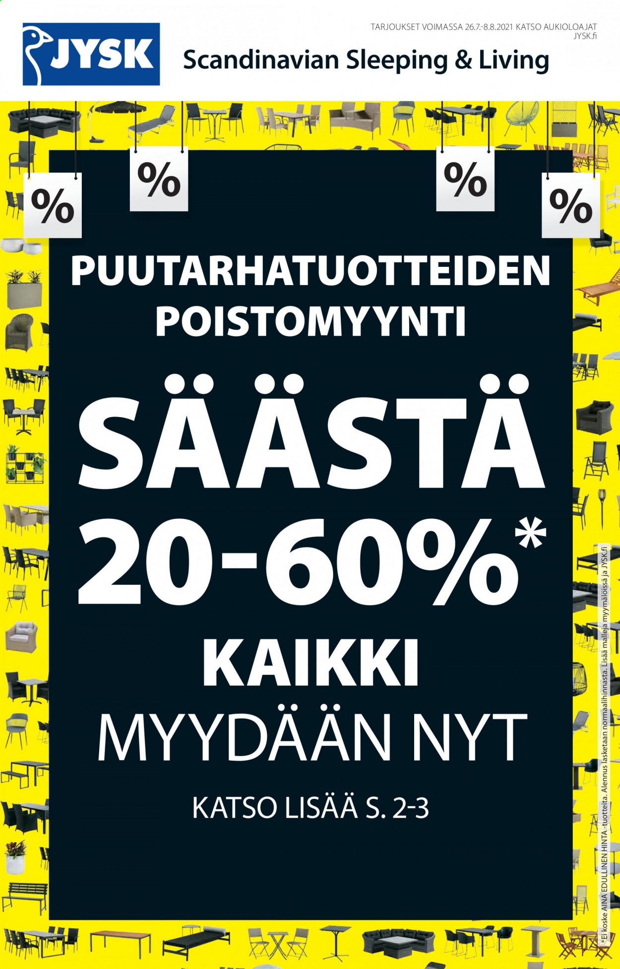 JYSK tarjoukset - 26.07.2021 - 08.08.2021. Sivu 1
