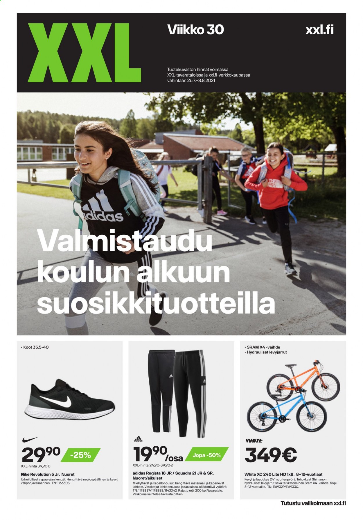 thumbnail - XXL tarjoukset  - 26.07.2021 - 08.08.2021 - Tarjoustuotteet - Nike, Adidas. Sivu 1.