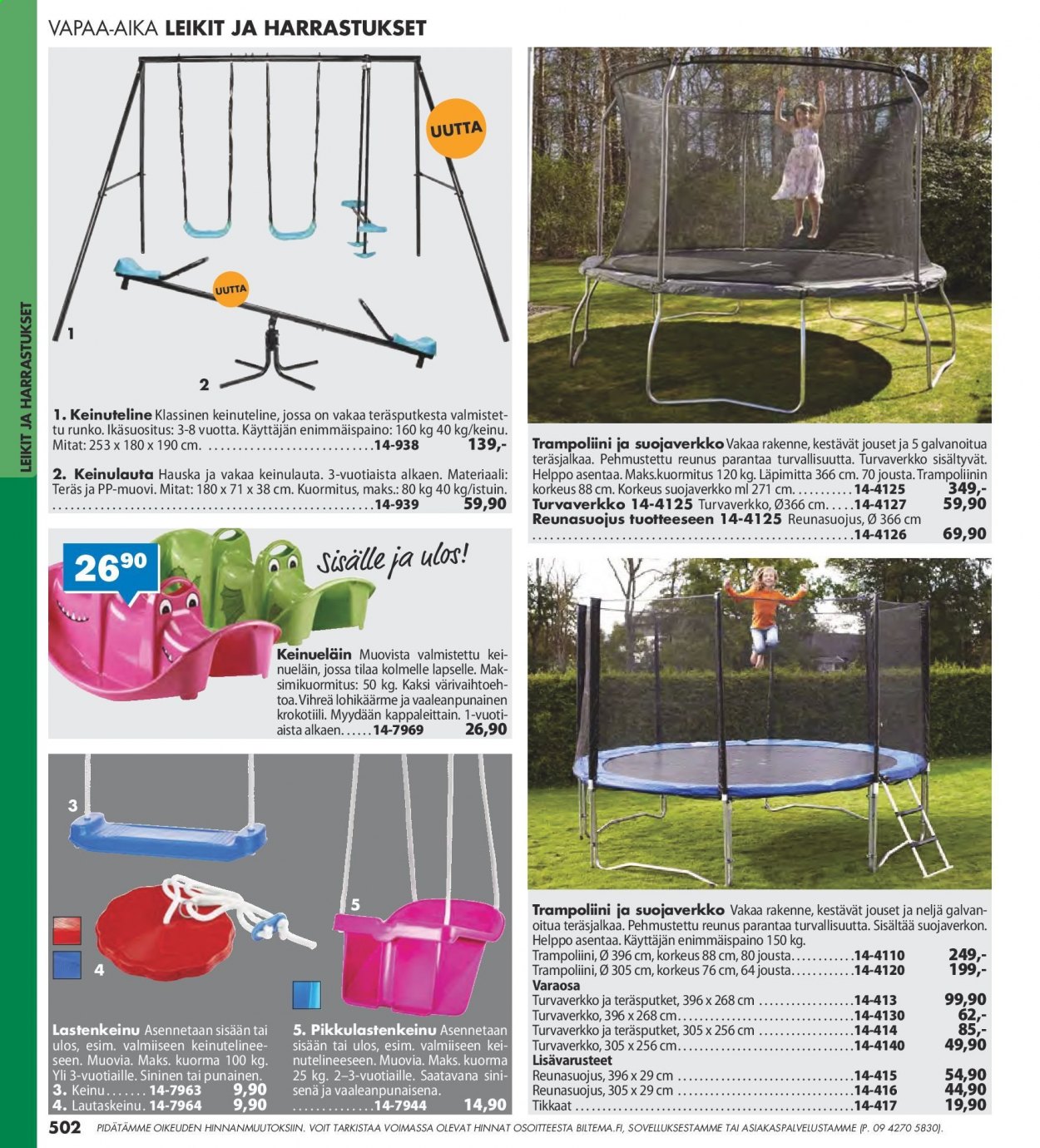 thumbnail - Biltema tarjoukset  - 25.07.2021 - 20.02.2022 - Tarjoustuotteet - trampoliini, tikkaat. Sivu 502.