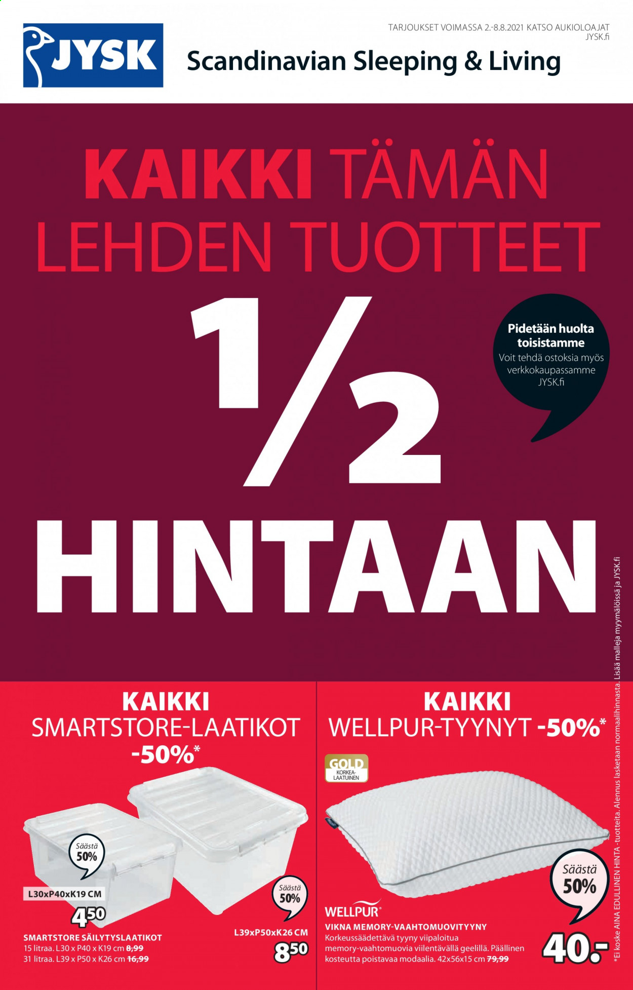 JYSK tarjoukset - 02.08.2021 - 08.08.2021. Sivu 1