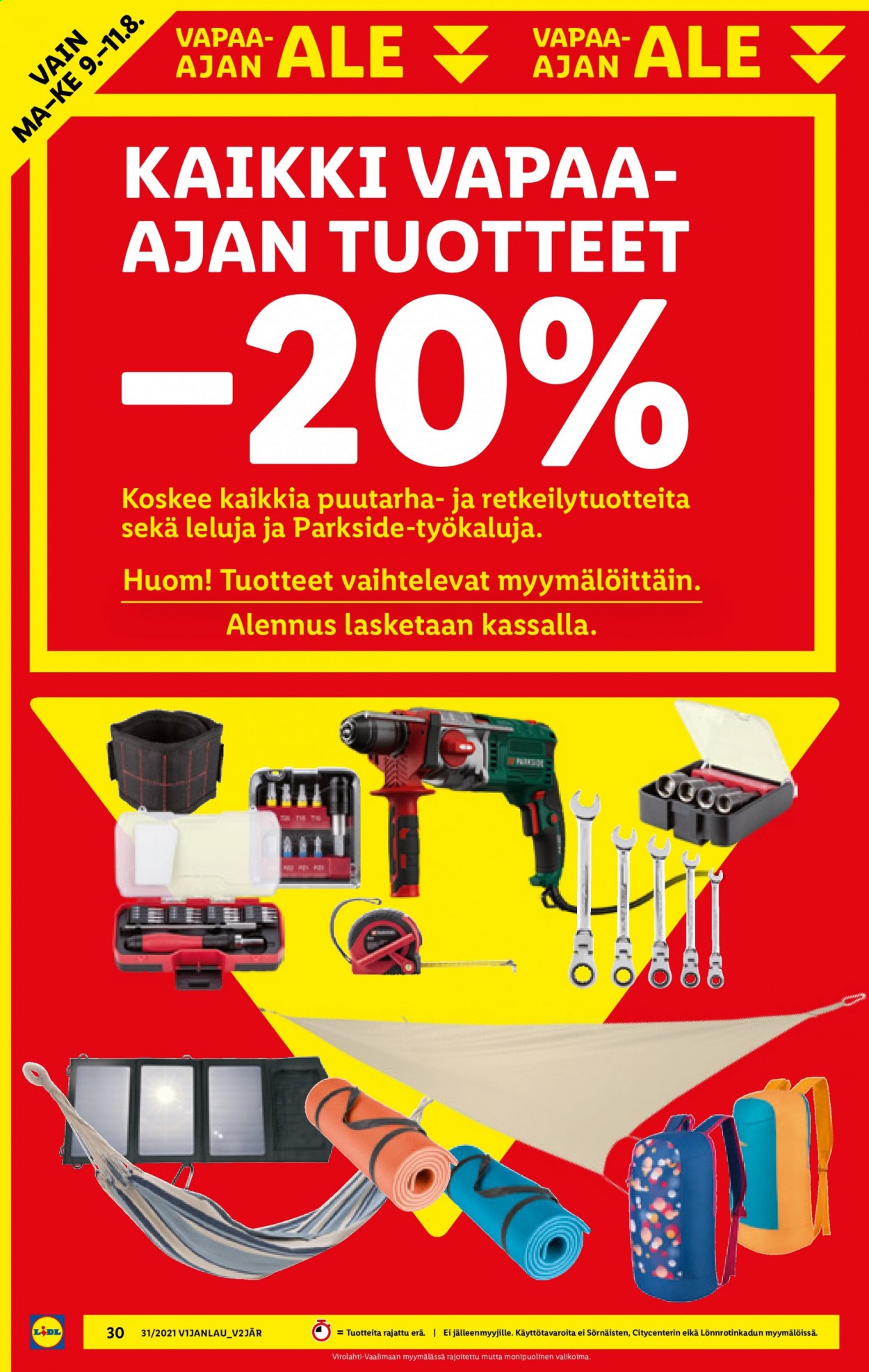 Lidl tarjoukset - 05.08.2021 - 11.08.2021. Sivu 30