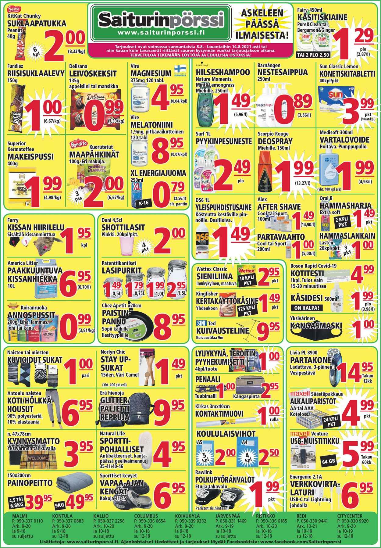 Saiturinpörssi tarjoukset - 08.08.2021 - 14.08.2021. Sivu 1